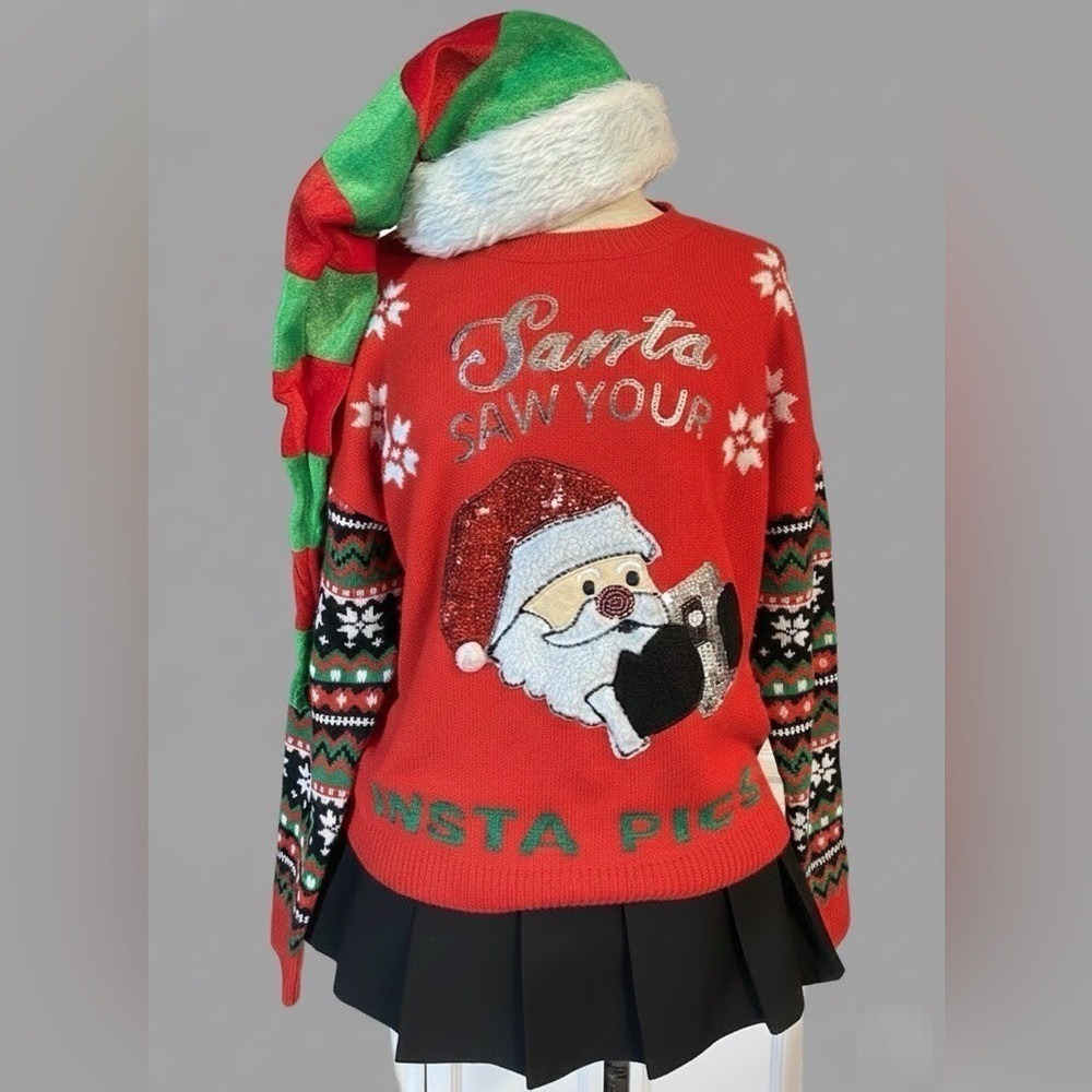 cute Santa Holiday Ugly‎ Christmas Sweater MEDIUM